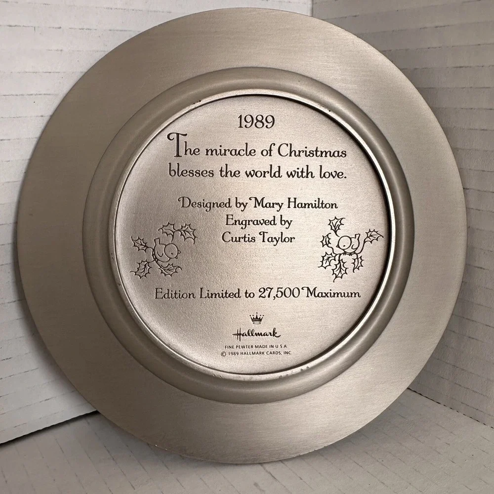 Hallmark 1989 Christmas Plate The‎ Miracle of Christmas Limited Edition Pewter